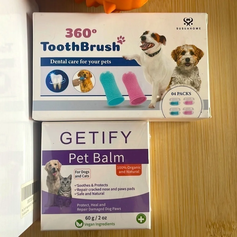Brand New Dog Bundle of Teeth Cleaning Chew Toy, Toothbrushes, Nose & Paw Balm